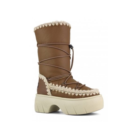 Free People x Mou Lunar Landing Fur Sheepskin Shearling Eskimo Snow Boots Cognac - Picture 8 of 16